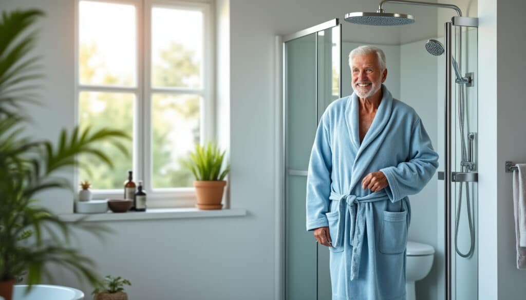 découvrez comment la pose d'une douche à l'italienne améliore la sécurité et l'autonomie quotidienne des personnes âgées pour un confort optimal à domicile.